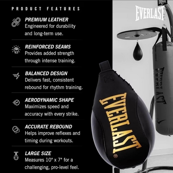 Everlast Black and Gold Elite Speed Bag - Picture 6 of 6